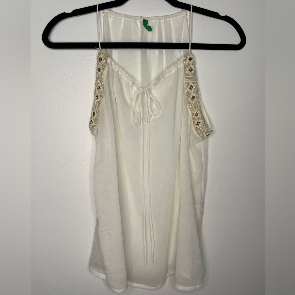 United colors of Benetton sheer beads high neck tank